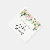 Babydusche Aquarellpinke, mädchenhafte Blumenschri Serviette (Ecke)