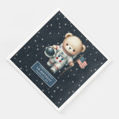 Babydusche Astronaut Teddy Napkins Personalisiert Serviette (Ecke)