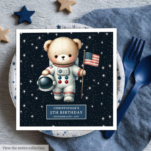 Babydusche Astronaut Teddy Napkins Personalisiert Serviette