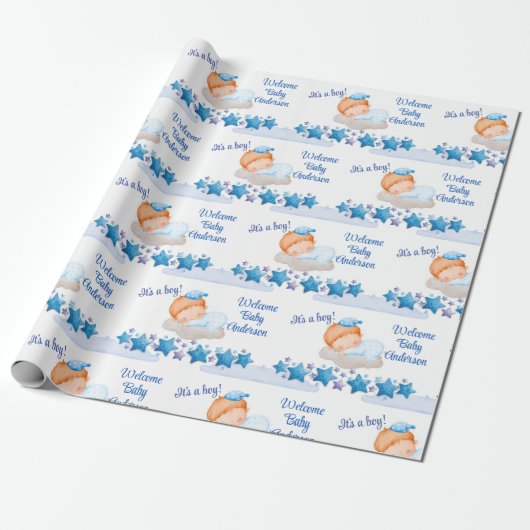 Babydusche auf einer Cloud-Babydusche Geschenkpapier (Ungerollt)