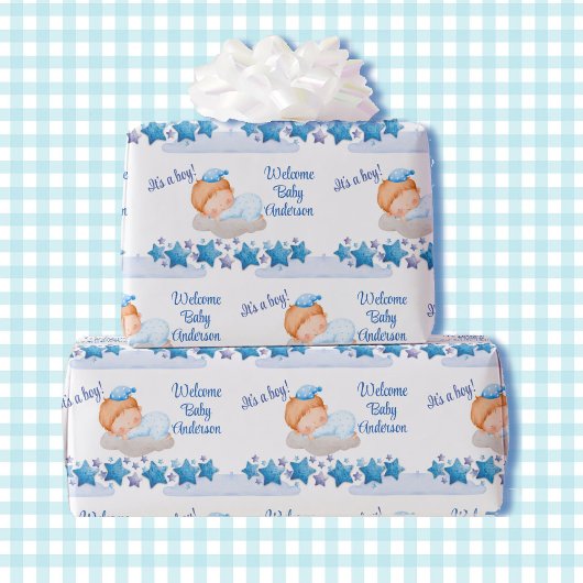 Babydusche auf einer Cloud-Babydusche Geschenkpapier