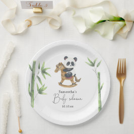 Babydusche aus Bambus und Panda Bear Pappteller