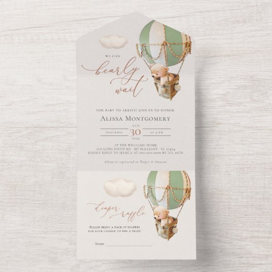 Babydusche aus Bärenblasen in einer Einladung (Innen Boden)