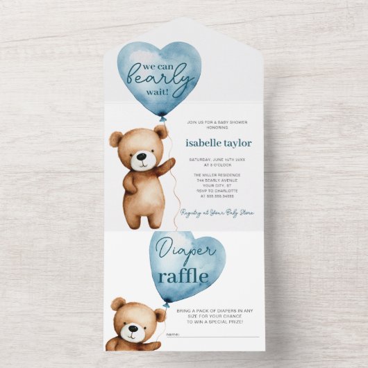 Babydusche aus Bärenblasen in einer Einladung (Innen Boden)