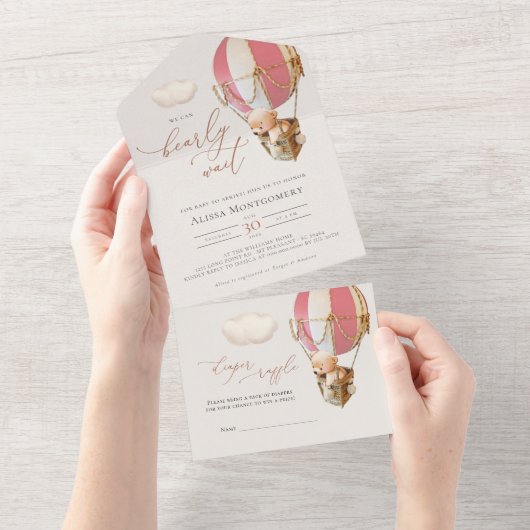 Babydusche aus Bärenblasen in einer Einladung (Abreißen)