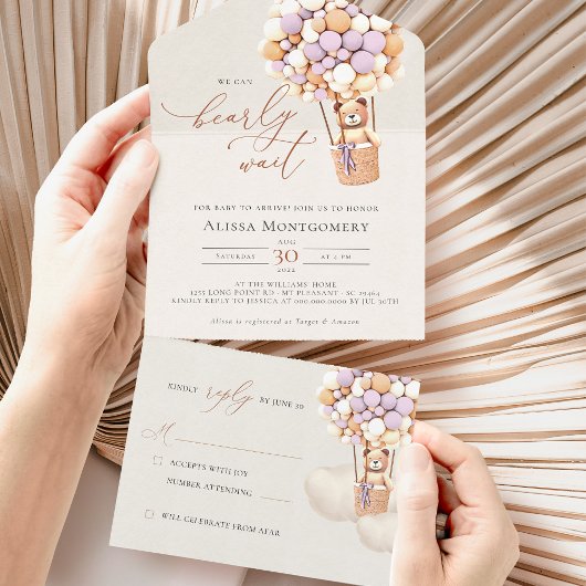 Babydusche aus Bärenblasen in einer Einladung