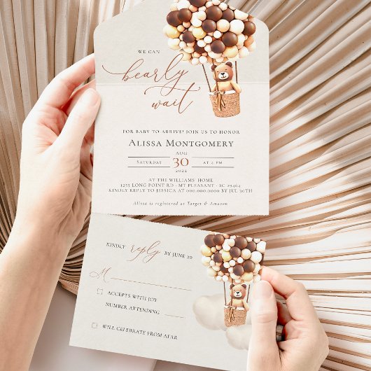 Babydusche aus Bärenblasen in einer Einladung