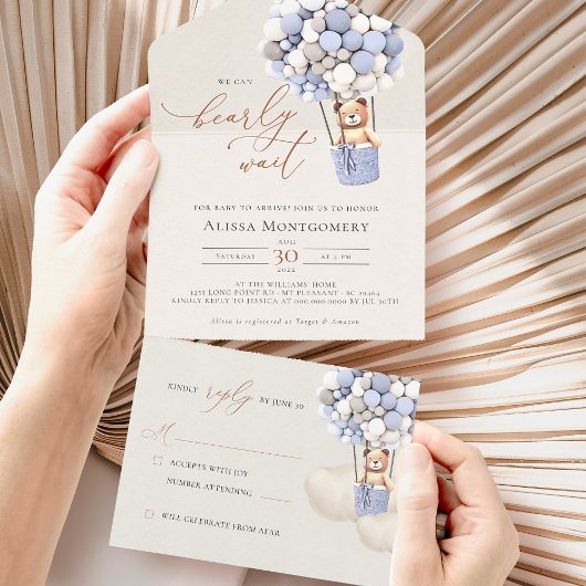 Babydusche aus Bärenblasen in einer Einladung