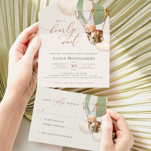 Babydusche aus Bärenblasen in einer Einladung