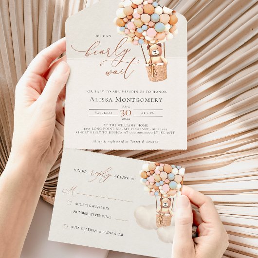 Babydusche aus Bärenblasen in einer Einladung