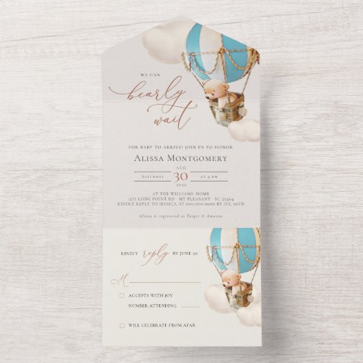 Babydusche aus Bärenblasen in einer Einladung (Innen Boden)