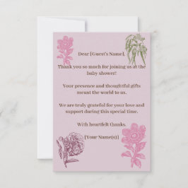 Babydusche aus Botanischem Peony Eucalyptus Dankeskarte