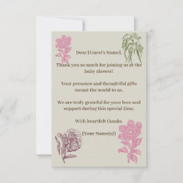 Babydusche aus Botanischem Peony Eucalyptus Dankeskarte