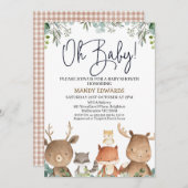 Babydusche aus Foliage Woodland Animals Einladung (Vorne/Hinten)