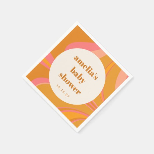 Babydusche aus gelbem orangefarbenem Marmor Serviette (Ecke)