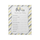 Babydusche aus gelbem und grauem Streifen - Wünsch Notizblock (Rotiert)