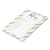 Babydusche aus gelbem und grauem Streifen - Wünsch Notizblock (angewinkelt)