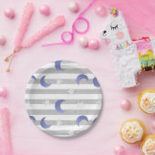 Babydusche aus Grau und Blau Pappteller (Party)