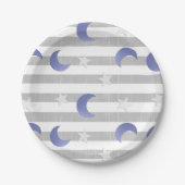 Babydusche aus Grau und Blau Pappteller (Vorderseite)