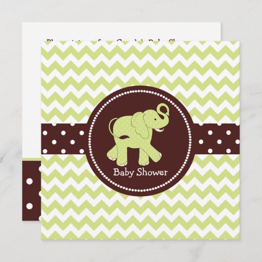 Babydusche aus Grün und Braun Einladung (Vorne/Hinten)