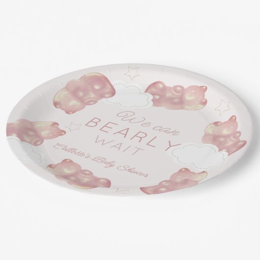 Babydusche aus Gummy Bear Girl Pappteller (Schrägansicht)