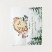 Babydusche aus Holz - Begrüßungsband Wandteppich (Vorderseite)