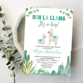 Babydusche aus Lama und Kakteen Einladung