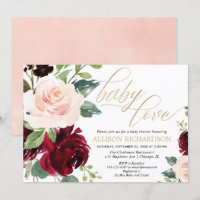 Babydusche aus Liebe rosa goldbordeauxfarbene Blum
