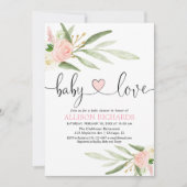 Babydusche aus Liebe Rosa goldfarbene Dusche Einladung (Vorderseite)