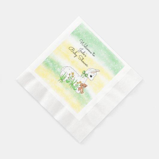 Babydusche aus Llama und Teddy Bear Serviette (Ecke)