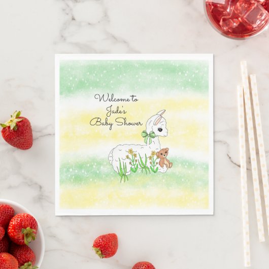 Babydusche aus Llama und Teddy Bear Serviette (Beispiel)