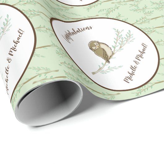 Babydusche aus Owl Woodland Geschenkpapier (Rolleneckpunkt)