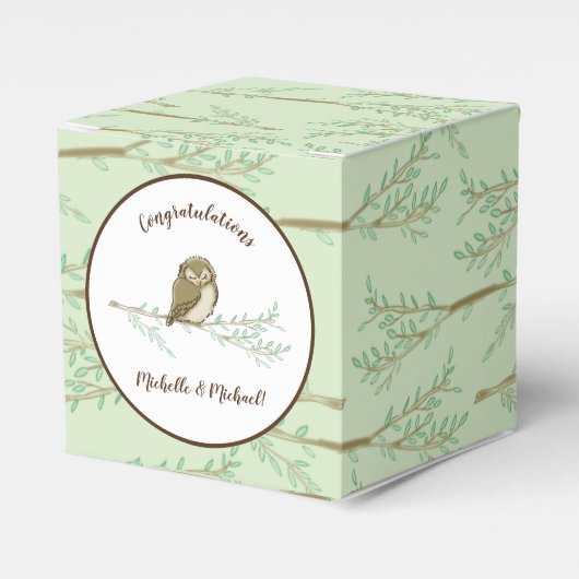 Babydusche aus Owl Woodland Geschenkschachtel (Vorderseite)