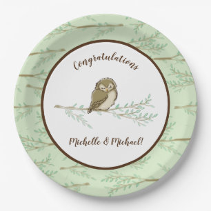 Babydusche aus Owl Woodland Pappteller