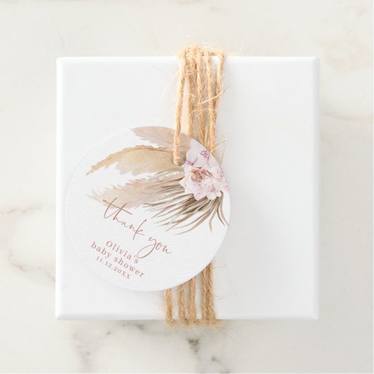 Babydusche aus Pampas-Gras Geschenkanhänger (Beispiel)