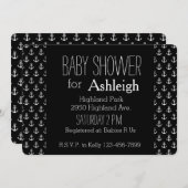 Babydusche aus schwarzem und weißem Anker Einladung (Vorne/Hinten)