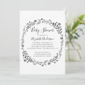 Babydusche aus schwarzem und weißem Blattwerk Einladung (Stehend Vorderseite)