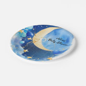 Babydusche aus Sternen und Mond Pappteller (Schrägansicht)