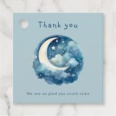 Babydusche aus Sternenhimmel und Mond Geschenkanhänger (Vorderseite)