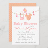 Babydusche - Baby-Kleidung auf der Wäscheleine Einladung (Vorne/Hinten)