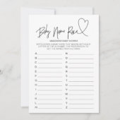 Babydusche Baby Name Race Card Einladung (Vorderseite)