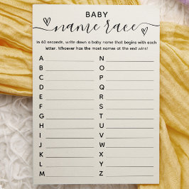 Babydusche - Baby Name Race Card Einladung