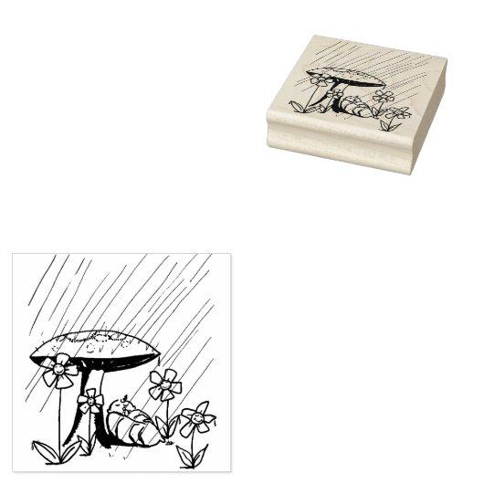Babydusche - Baby unter Toadstool Gummistempel (Stempel)