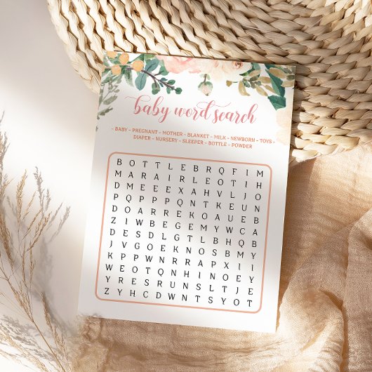 Babydusche Baby Word Search Card Herbst Einladung