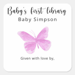 Babydusche, Babybücher, Buchzeichen Quadratischer Aufkleber