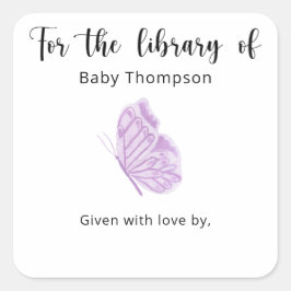 Babydusche, Babybücher, Buchzeichen Quadratischer Aufkleber