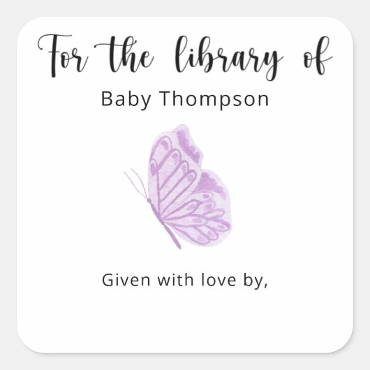 Babydusche, Babybücher, Buchzeichen Quadratischer Aufkleber (Vorderseite)