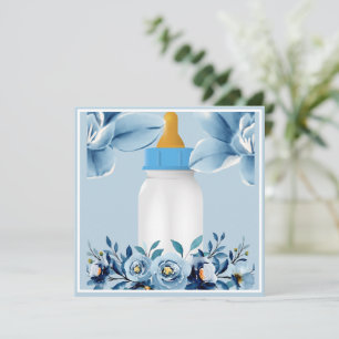 Babydusche - Babyflasche - Blume Dankeskarte