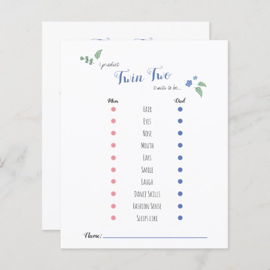 Babydusche Babyvorhersagen Zwillingsbär Thema (Vorne/Hinten)