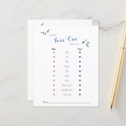 Babydusche Babyvorhersagen Zwillingsbär Thema (Vorderseite/Rückseite Beispiel)